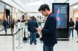 Man standing in line with phone